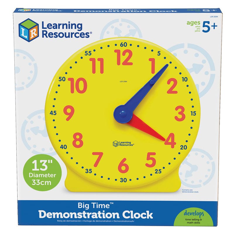 Big Time Clock Demonstration 12 Hr 13-1/4H Plastic (Pack of 2) - Time - Learning Resources
