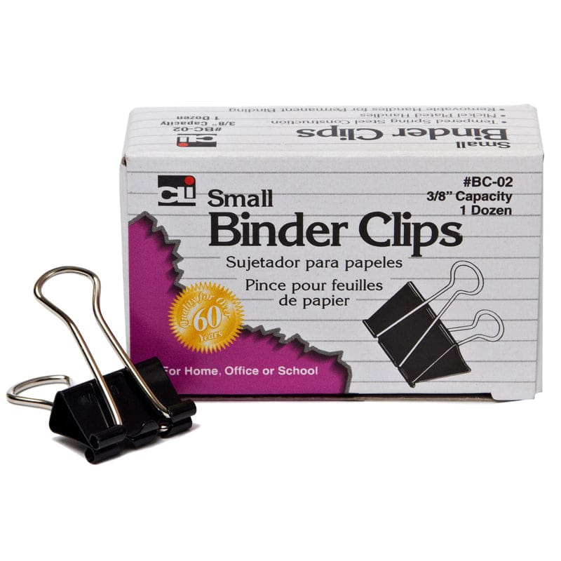 Binder Clips 12Ct Small 3/8In Capacity (Pack of 12) - Clips - Charles Leonard
