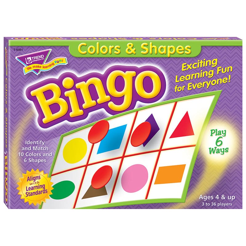 Bingo Colors & Shapes Ages 4 & Up (Pack of 3) - Bingo - Trend Enterprises Inc.