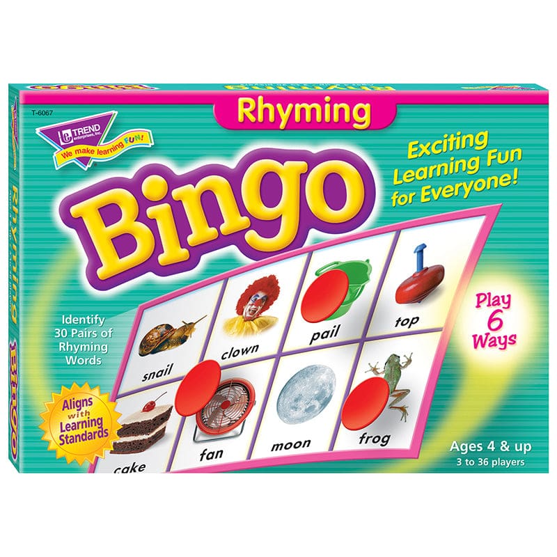 Bingo Rhyming Ages 4 & Up (Pack of 3) - Bingo - Trend Enterprises Inc.