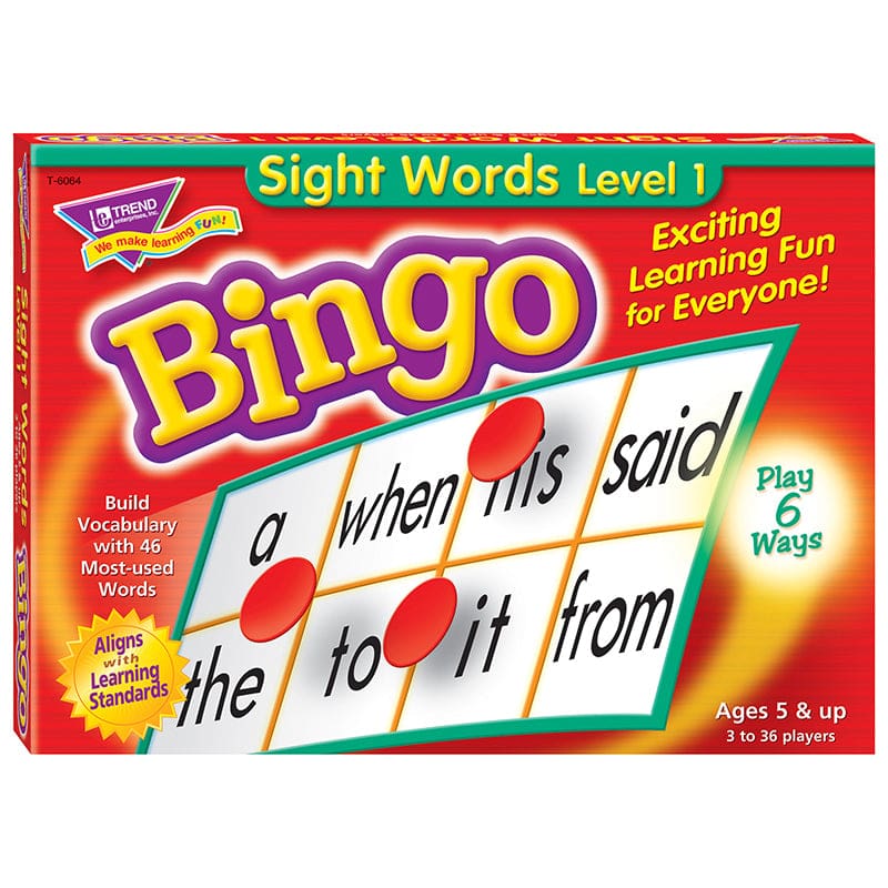 Bingo Sight Words Ages 5 & Up (Pack of 3) - Bingo - Trend Enterprises Inc.