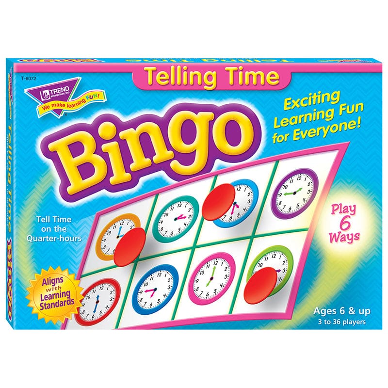 Bingo Telling Time Ages 6 & Up (Pack of 3) - Bingo - Trend Enterprises Inc.