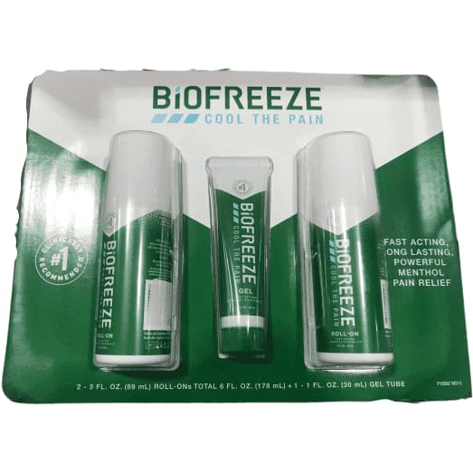 Biofreeze Pain Reliever Value Pack - Two Roll-Ons & One Tube, 7 Ounce Pack - ShelHealth.Com