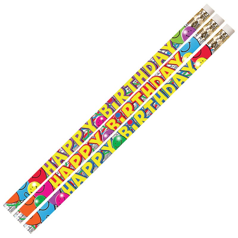 Birthday Bash 12Pk Motivational Fun Pencils (Pack of 12) - Pencils & Accessories - Musgrave Pencil Co Inc