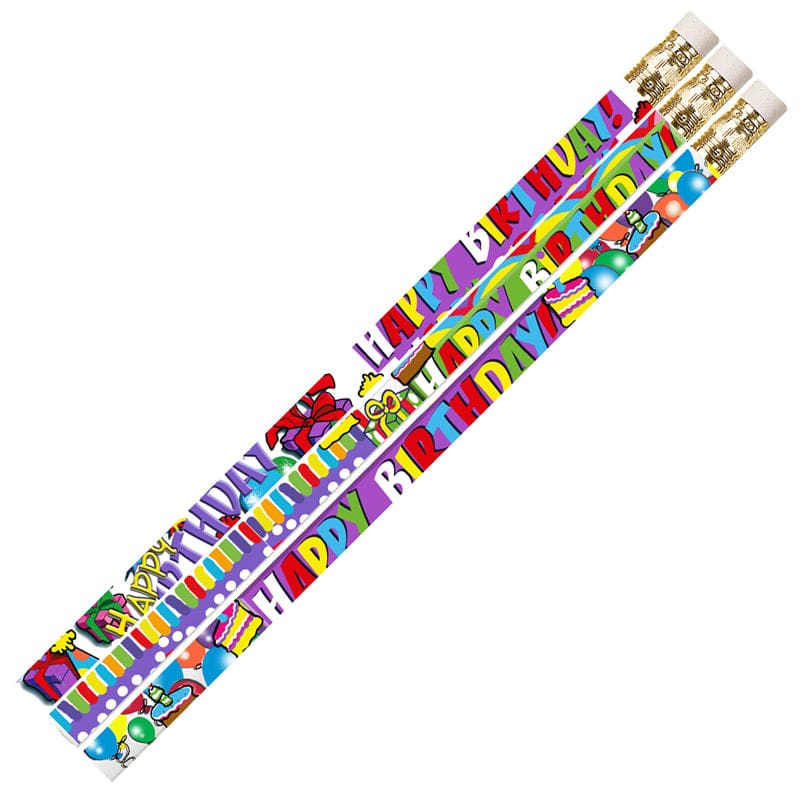 Birthday Supreme 12Pk Motivational Fun Pencils (Pack of 12) - Pencils & Accessories - Musgrave Pencil Co Inc