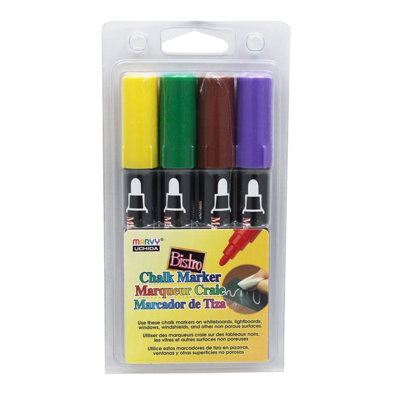 Bistro Chalk Markers Brd Tip 4 Clr Set Brown Green Yellow Violet (Pack of 3) - Markers - Uchida Of America Corp