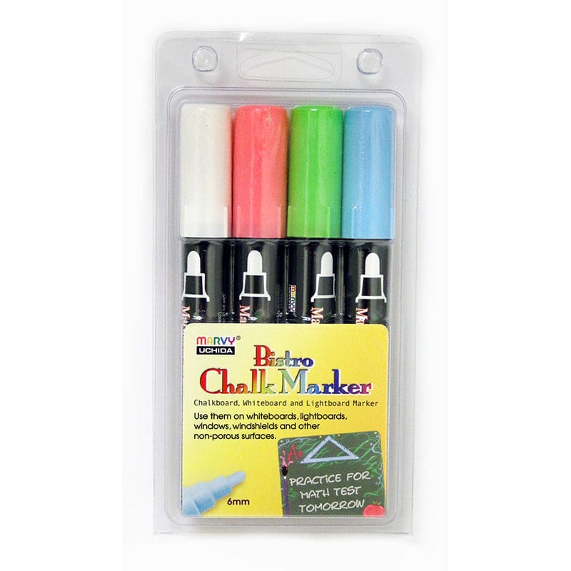 Bistro Chalk Markers Brd Tip 4 Clr Set White Fluorescent Pink Blue Grn (Pack of 3) - Markers - Uchida Of America Corp