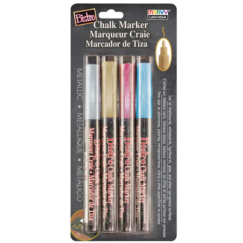 Bistro Chalk Markers Set Metallic 4-Color Fine Tip (Pack of 3) - Markers - Uchida Of America Corp