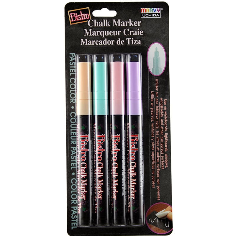 Bistro Chalk Markers Set Pastel 4-Color Fine Tip (Pack of 3) - Markers - Uchida Of America Corp