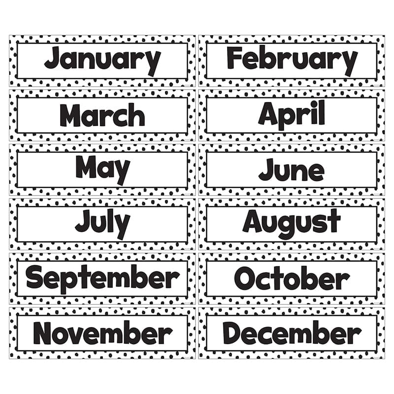 Black Painted Dots Monthly Headlinr (Pack of 6) - Calendars - Teacher Created Resources