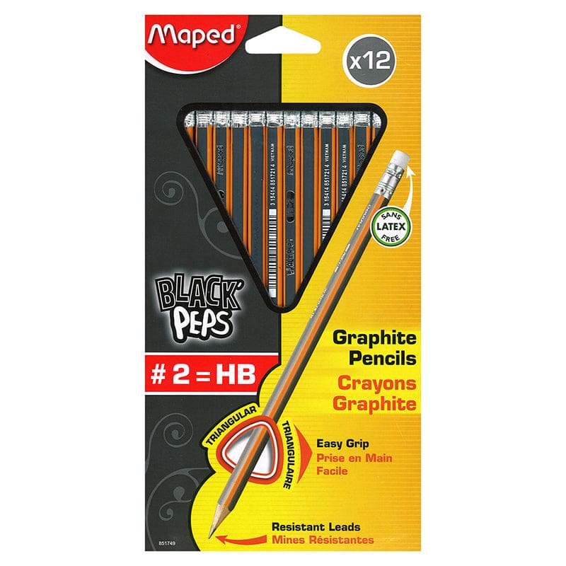 Black Peps Number 2 Pencil 12Pk (Pack of 12) - Pencils & Accessories - Maped Helix Usa