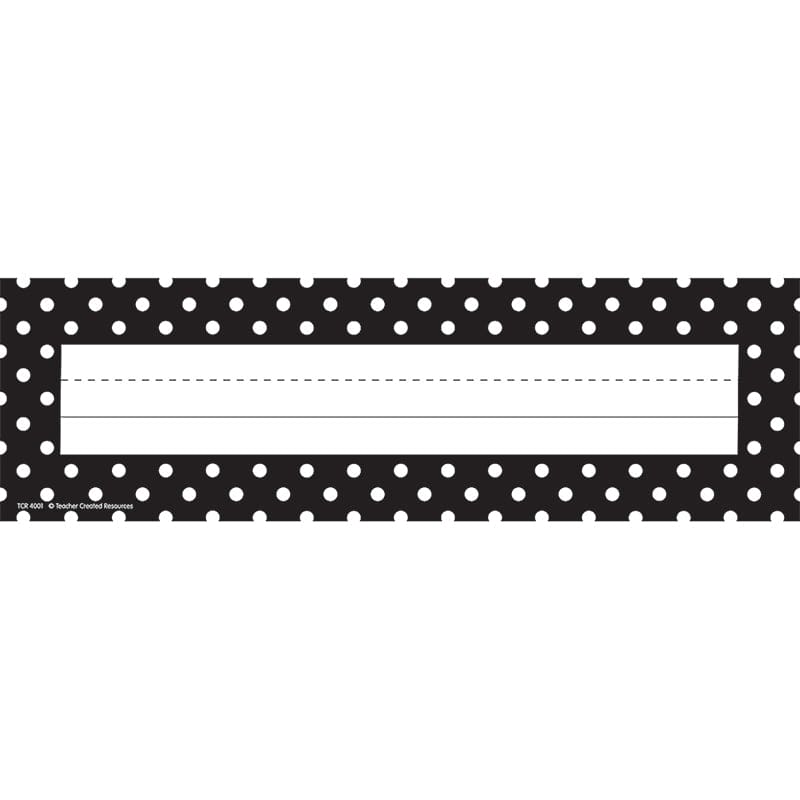 Black Polka Dots Name Plates (Pack of 10) - Name Plates - Teacher Created Resources