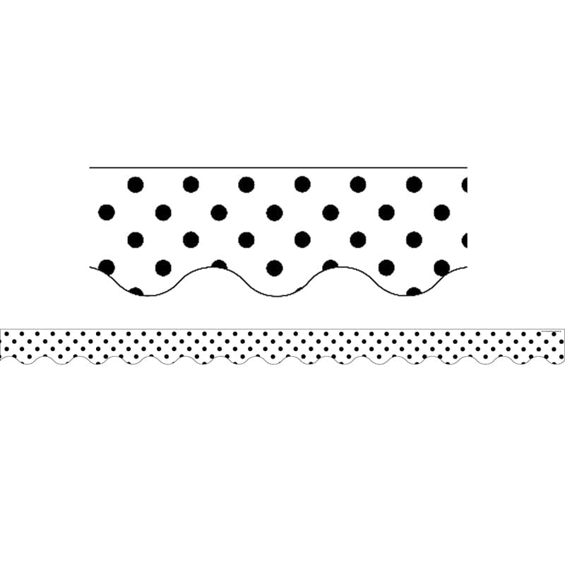 Black Polka Dots On White Scalloped Border Trim (Pack of 10) - Border/Trimmer - Teacher Created Resources