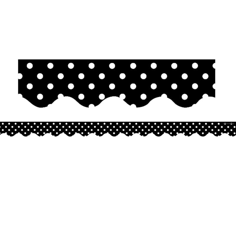 Black Polka Dots Scalloped Border (Pack of 6) - Border/Trimmer - Teacher Created Resources