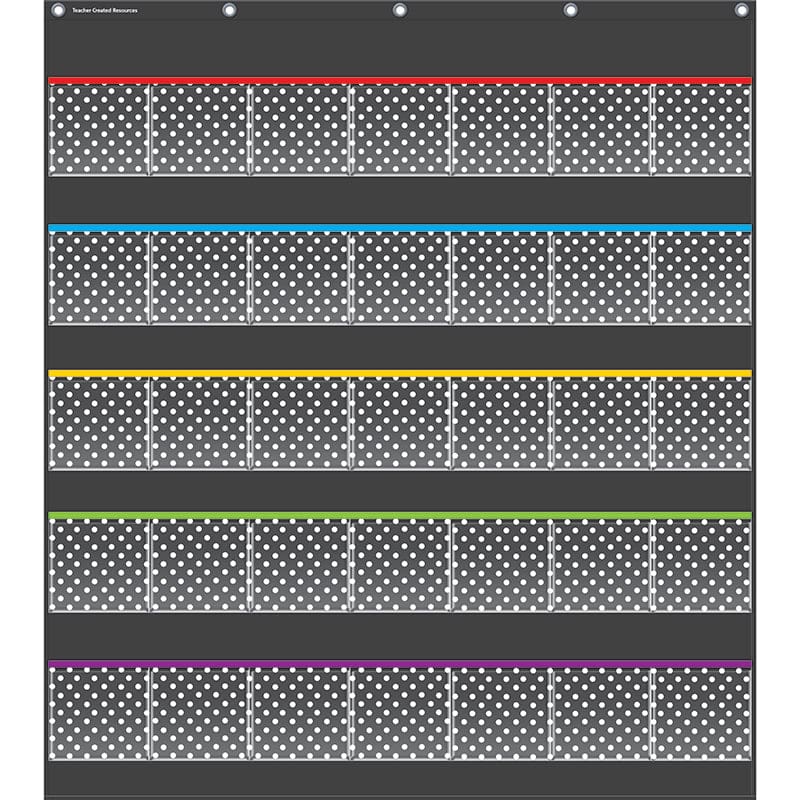 Black Polka Dots Storage Pocket Chart - Pocket Charts - Teacher Created Resources