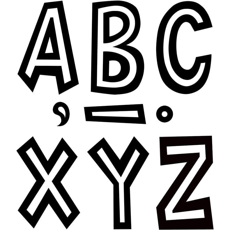 Black & White 7In Fun Font Letters (Pack of 3) - Letters - Teacher Created Resources