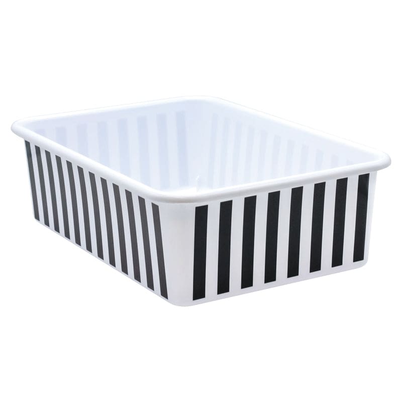 Black Wht Stripes Large Storage Bin Plastic (Pack of 6) - Storage Containers - Teacher Created Resources