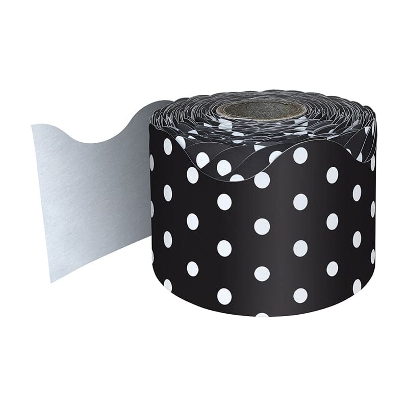 Black with Whit Dots Rolled Border (Pack of 6) - Border/Trimmer - Carson Dellosa Education