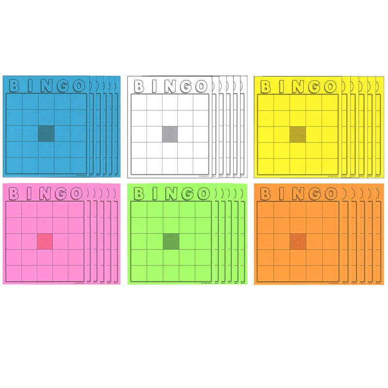 Blank Bingo Cards Assorted Colors (Pack of 6) - Bingo - Hygloss Products Inc.