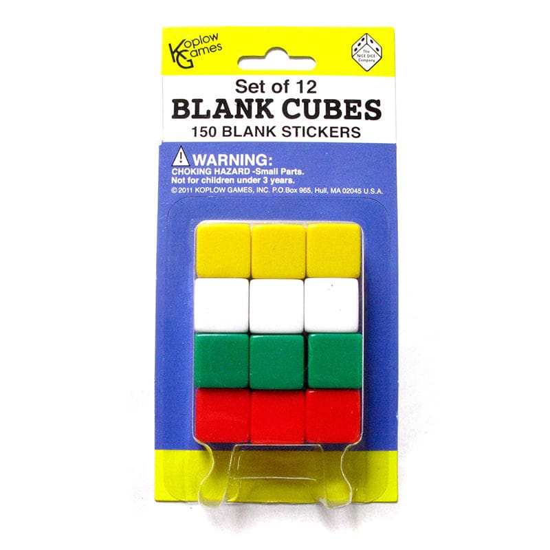 Blank Dice With Stickers Set Of 12 Dice With 150 Stickers (Pack of 10) - Dice - Koplow Games Inc.