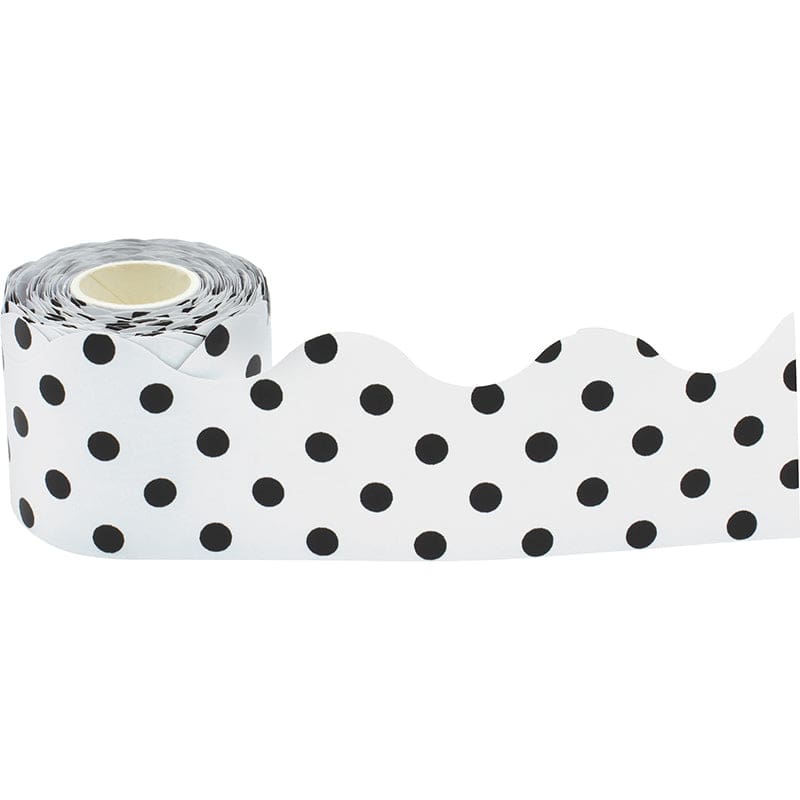 Blck Polka Dots On White Rolld Trim (Pack of 6) - Border/Trimmer - Teacher Created Resources