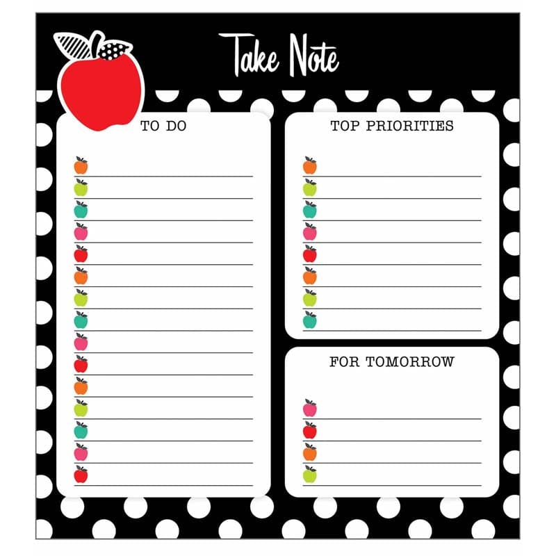 Blck Whte & Stylish Brights Notepad (Pack of 12) - Note Pads - Carson Dellosa Education