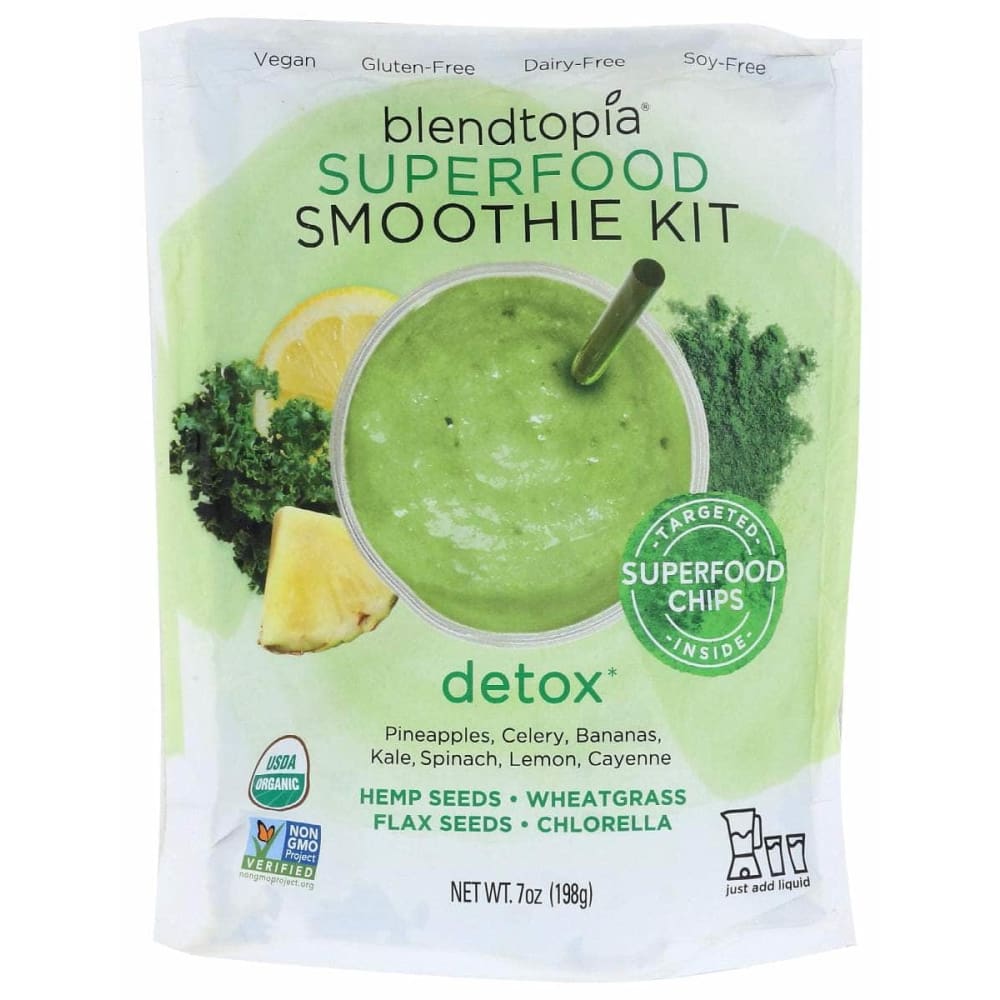 BLENDTOPIA Grocery > Frozen BLENDTOPIA Detox Organic Superfood Smoothie Kit, 7oz
