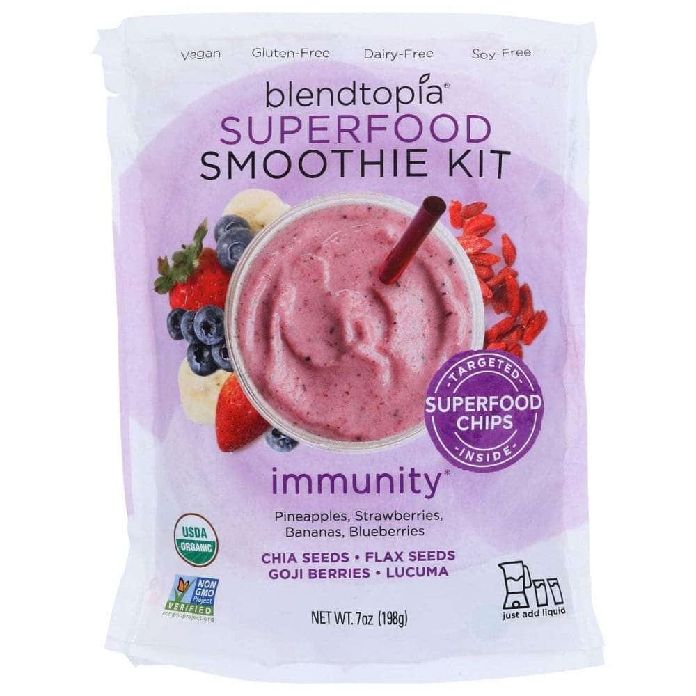BLENDTOPIA Grocery > Frozen BLENDTOPIA Immunity Organic Superfood Smoothie Kit, 7 oz