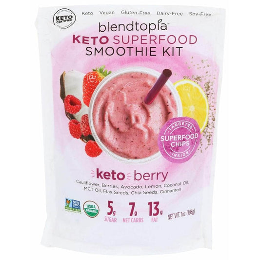 BLENDTOPIA Grocery > Frozen BLENDTOPIA Keto Berry Smoothie Kit, 7 oz