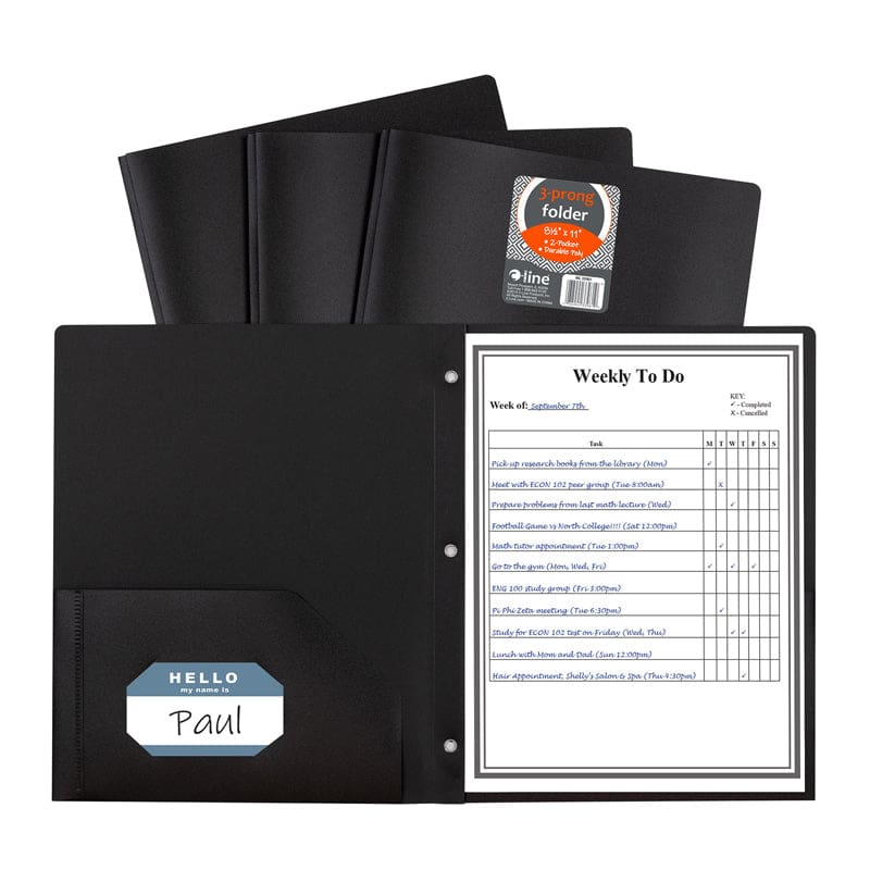 Blk 2 Pocket Portfolio with Prongs Heavyweight (Pack of 12) - Folders - C-Line Products Inc