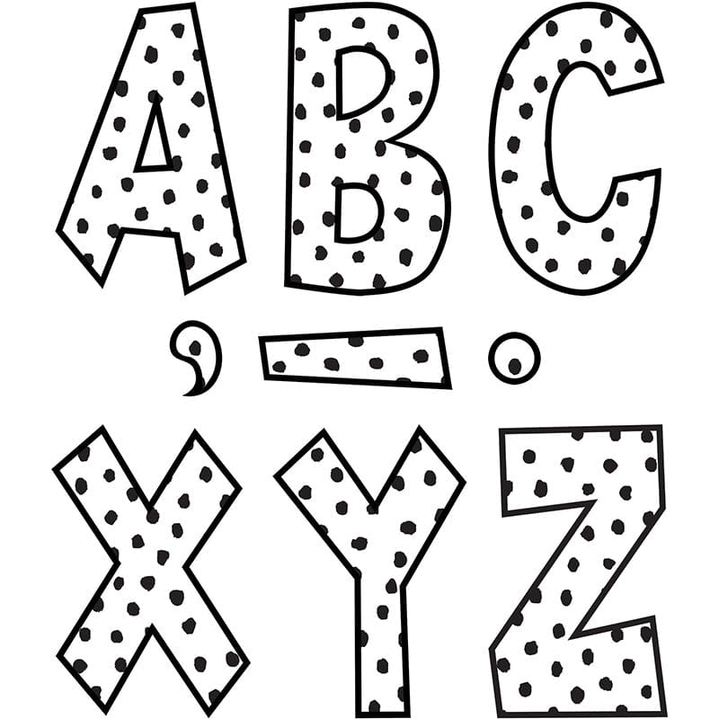 Blk Paint Dots 7In Fun Font Letters (Pack of 3) - Letters - Teacher Created Resources