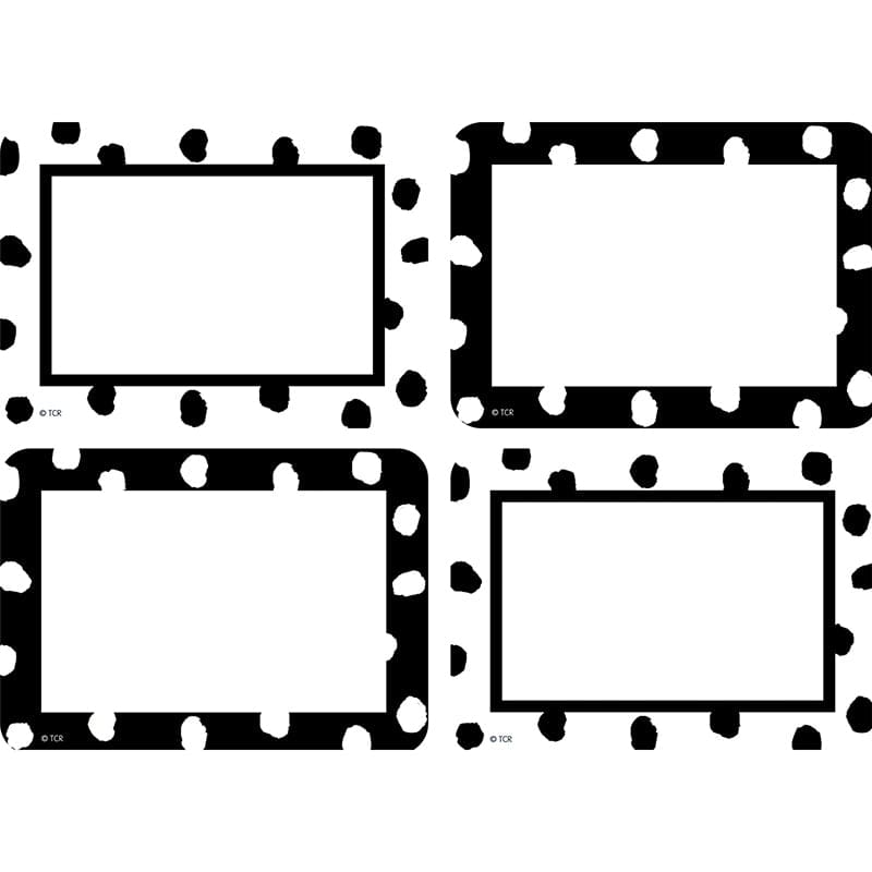 Blk & Wht Painted Dots Tags &Labels (Pack of 10) - Name Tags - Teacher Created Resources