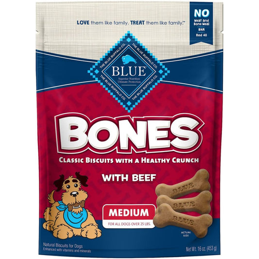 Blue Buffalo Bones Dog 16oz. Beef Medium Biscuit - Pet Supplies - Blue Buffalo