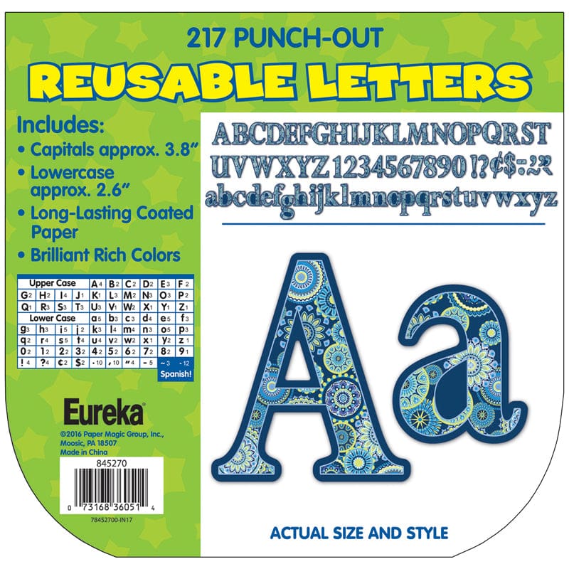 Blue Harmony 4In Deco Letters (Pack of 6) - Letters - Eureka