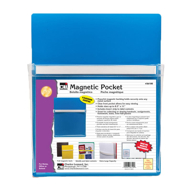 Blue Magnetic Pocket 9.5X11.75 (Pack of 10) - Organizer Pockets - Charles Leonard