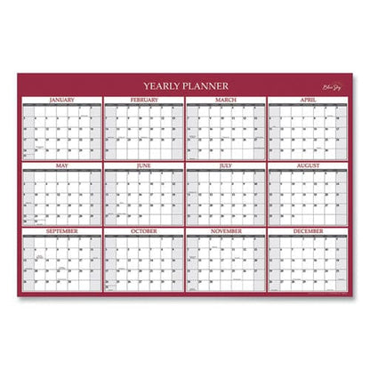 Blue Sky Classic Red Laminated Erasable Wall Calendar Classic Red Artwork 36 X 24 White/red/gray Sheets 12-month (jan-dec): 2023 - School