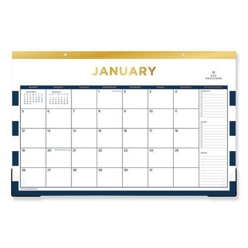 Blue Sky Day Designer Peyton Desk Pad Calendar Floral Artwork 22 X 17 Black Binding Clear Corners 12-month (jan-dec): 2023 - School Supplies