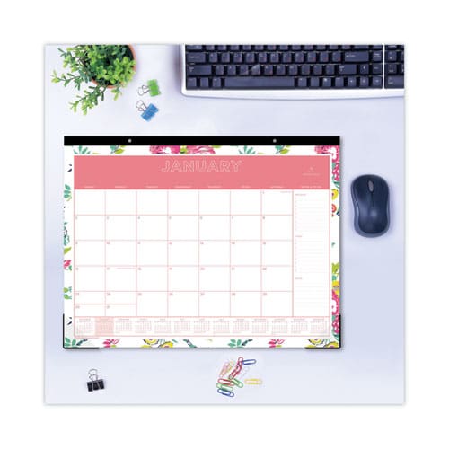 Blue Sky Day Designer Peyton Desk Pad Calendar Floral Artwork 22 X 17 Black Binding Clear Corners 12-month (jan-dec): 2023 - School Supplies