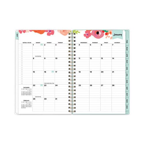 Blue Sky Day Designer Secret Garden Mint Frosted Weekly/monthly Planner 8 X 5 Multicolor Cover 12-month (jan To Dec): 2023 - School Supplies