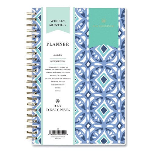 Blue Sky Day Designer Tile Weekly/monthly Planner Tile Artwork 8 X 5 Blue/white Cover 12-month (jan To Dec): 2023 - School Supplies - Blue