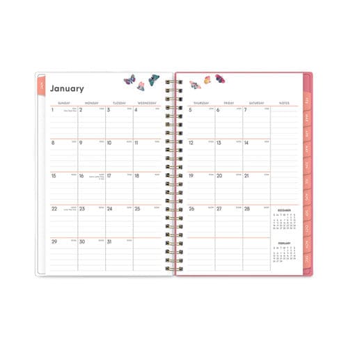 Blue Sky Fly By Frosted Weekly/monthly Planner Fly By Butterflies Artwork 8 X 5 Blush/pink Cover 12-month (jan To Dec): 2023 - School