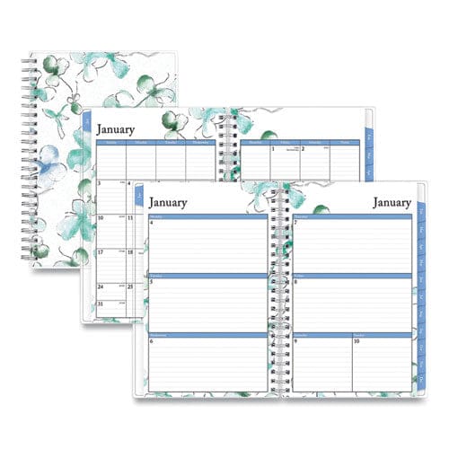 Blue Sky Lindley Weekly/monthly Planner Lindley Floral Artwork 8 X 5 White/blue/green Cover 12-month (jan To Dec): 2023 - School Supplies -