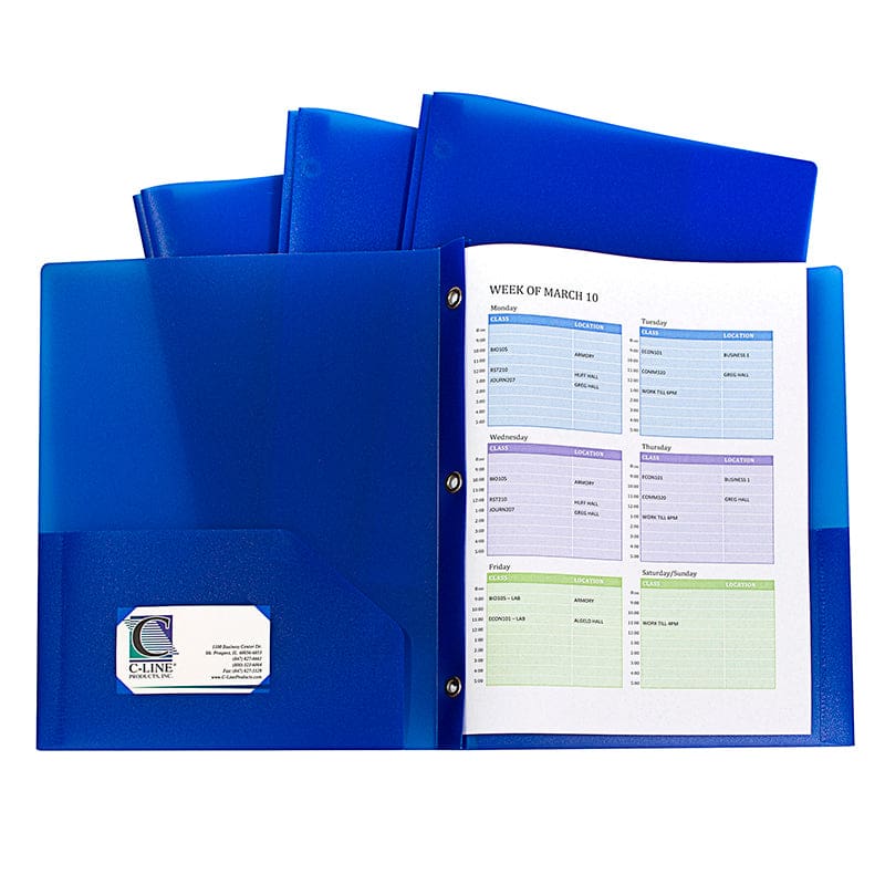 Blue Two Pocket Poly Portfolios With Prongs Pack Of 10 (Pack of 2) - Folders - C-Line Products Inc
