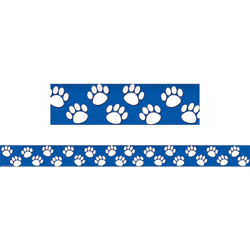 Blue With White Paw Prints Straight Border Trim (Pack of 10) - Border/Trimmer - Teacher Created Resources