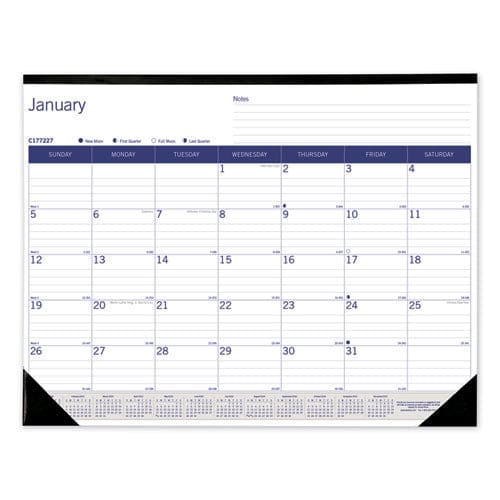 Blueline Duraglobe Monthly Desk Pad Calendar 22 X 17 White/blue/gray Sheets Black Binding/corners 12-month (jan To Dec): 2023 - School