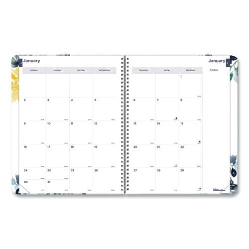 Blueline Monthly 14-month Planner Floral Watercolor Artwork 11 X 8.5 Multicolor Cover 14-month (dec To Jan): 2022 To 2024 - School Supplies