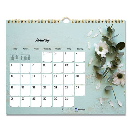 Blueline Romantic Wall Calendar Romantic Floral Photography 12 X 17 Multicolor/white Sheets 12-month (jan To Dec): 2023 - School Supplies -