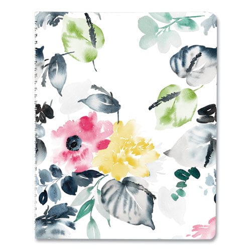 Blueline Soft Cover Design Weekly/monthly Planner Floral Watercolor Artwork 11 X 8.5 White/blue/yellow 12-month (jan To Dec): 2023 - School