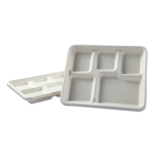 Boardwalk Bagasse Dinnerware 3-compartment Plate 10 Dia White 500/carton - Food Service - Boardwalk®