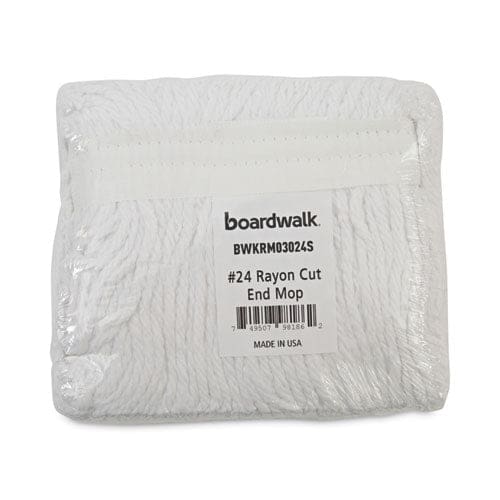 Boardwalk Banded Rayon Cut-end Mop Heads #24 White 1.25 Headband 12/carton - Janitorial & Sanitation - Boardwalk®